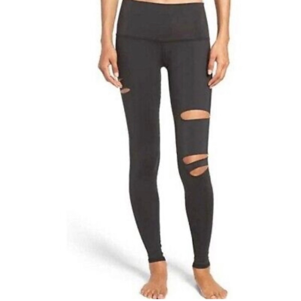 Teeki Black Harley Laser Cut Yoga Leggings sz L